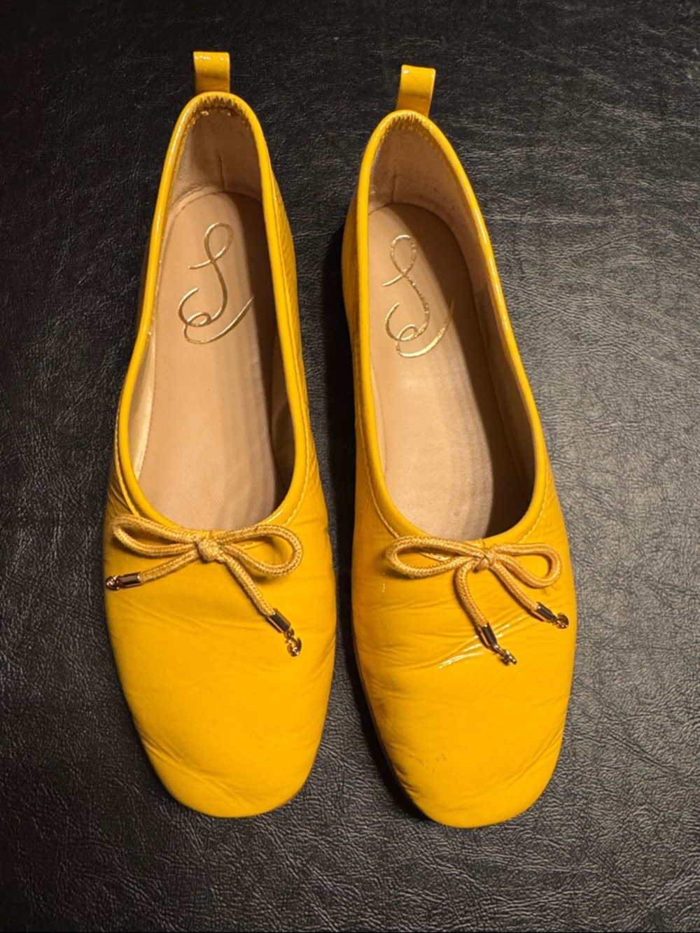 Sam Edelman Yellow Leather Ballet Flats - Women's Casual Slip-On; gently used